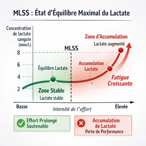Graphique MLSS montrant la relation entre intensité d’effort et accumulation du lactate