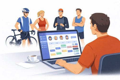 coach sportif planifiant les entraînements de plusieurs athlètes sur un logiciel