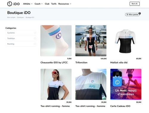 exemple boutique en ligne club sportif vente textile et carte adhésion