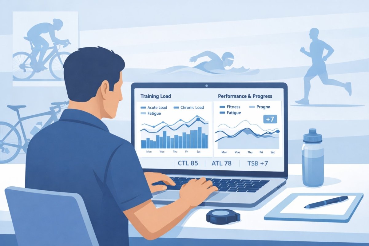 coach analysant la charge d’entraînement des athlètes sur un logiciel