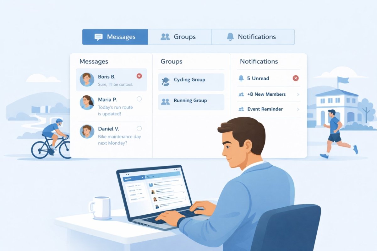 outil de communication pour club sportif avec gestion des groupes et messages