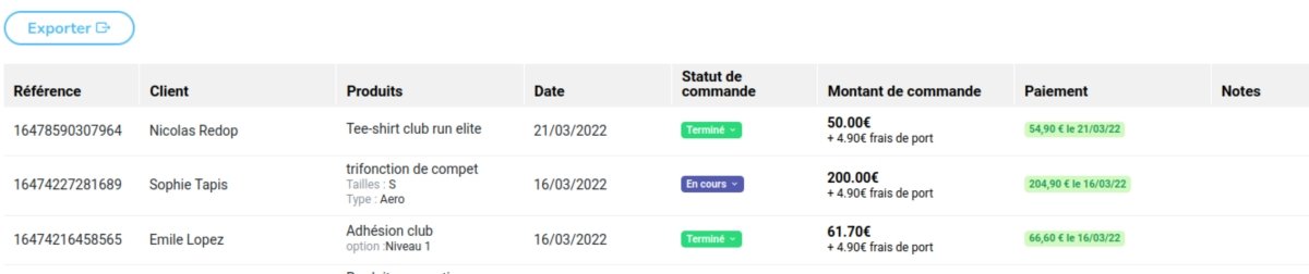 gestion des adhésions club sportif depuis un logiciel en ligne