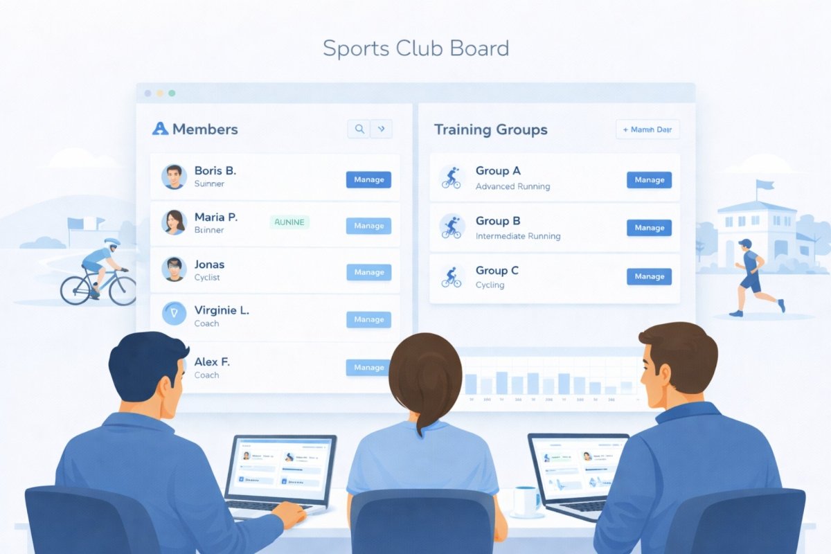 organisation d’un club sportif avec gestion des adhérents et groupes