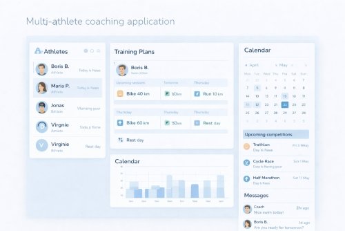 application coaching sportif tableau de bord multi-athlètes